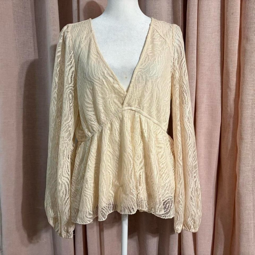 Cream Lace Babydoll Top Size Medium